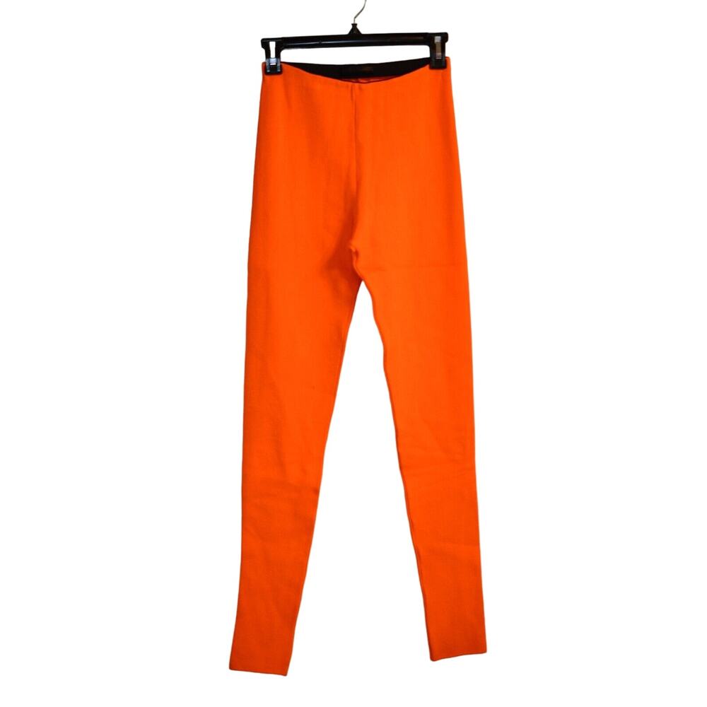 RVN S Thick Knit Leggings Solid Bright Orange Halloween Fall Pants Tight Sexy